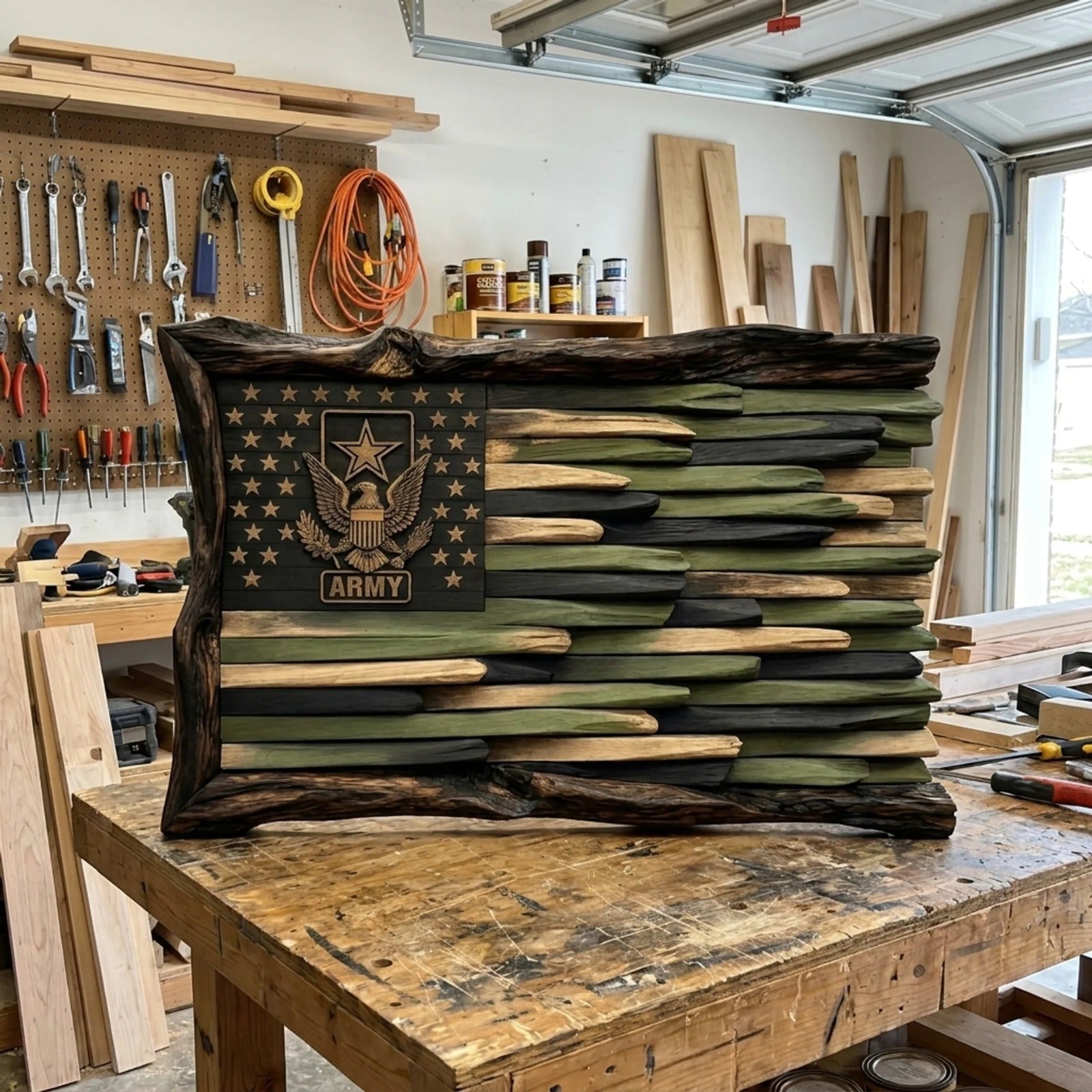 Rustic Military Wood Flags