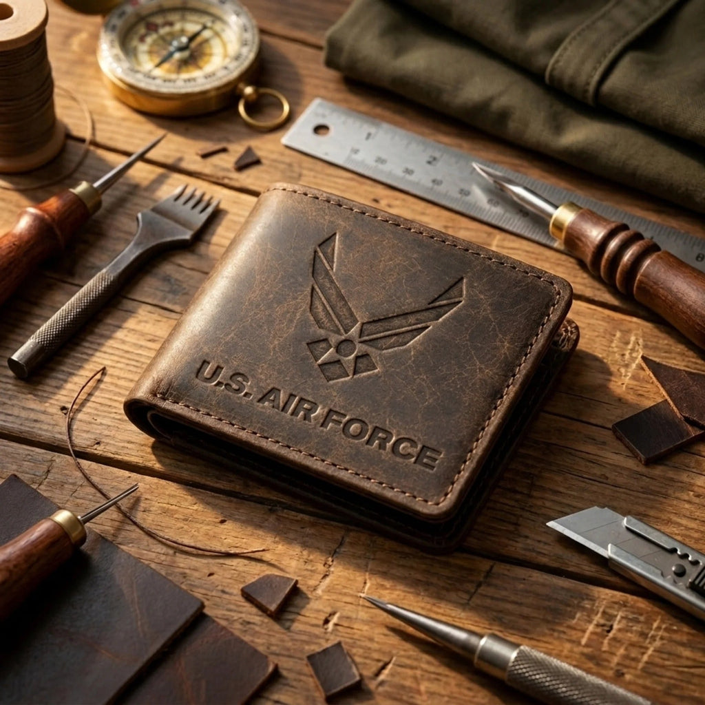 Cowhide Leather Military Billfold Wallet