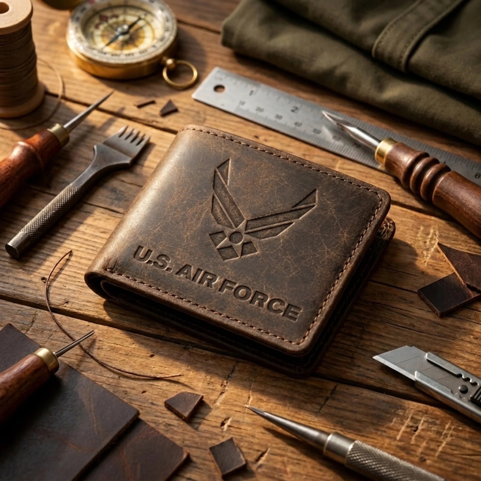 Cowhide Leather Military Billfold Wallet