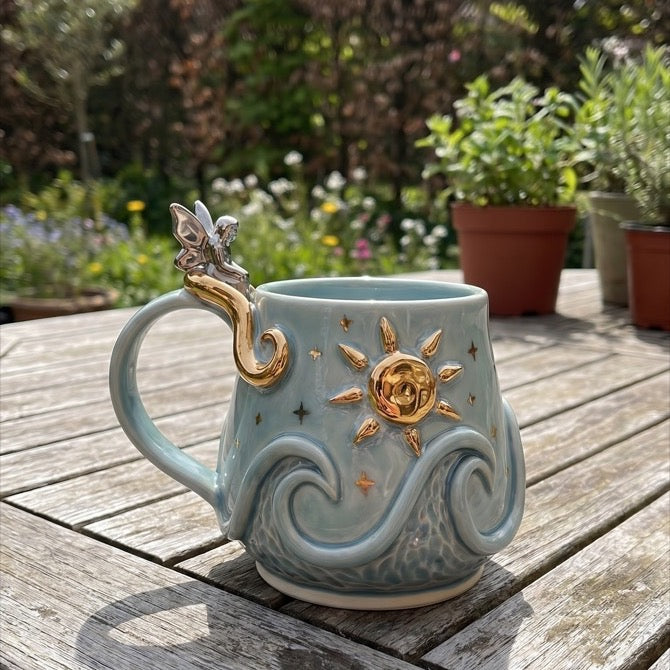 Celestial Fairy Sun & Waves Ceramic Mug
