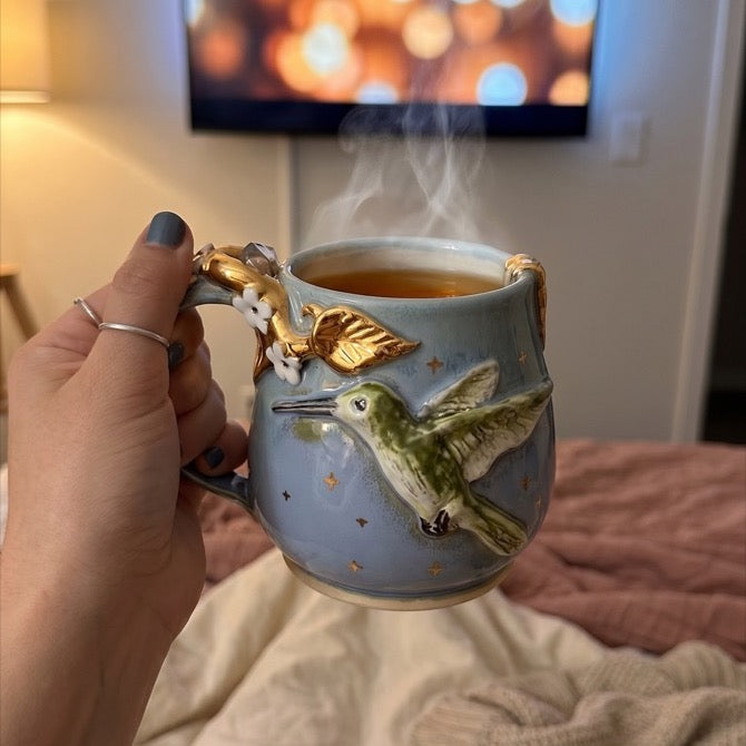 Hummingbird & Blossom Ceramic Mug