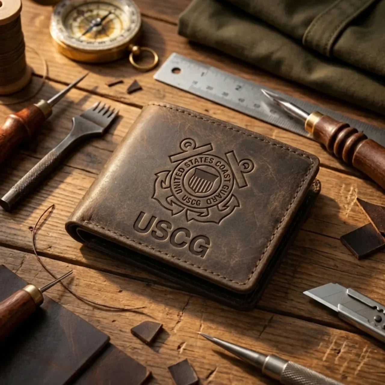 Cowhide Leather Military Billfold Wallet